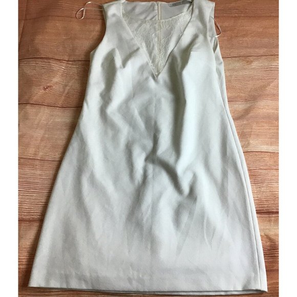 Zara Trafaluc Ivory Bodycon Shift Dress Sz 5 Lace - Picture 6 of 6